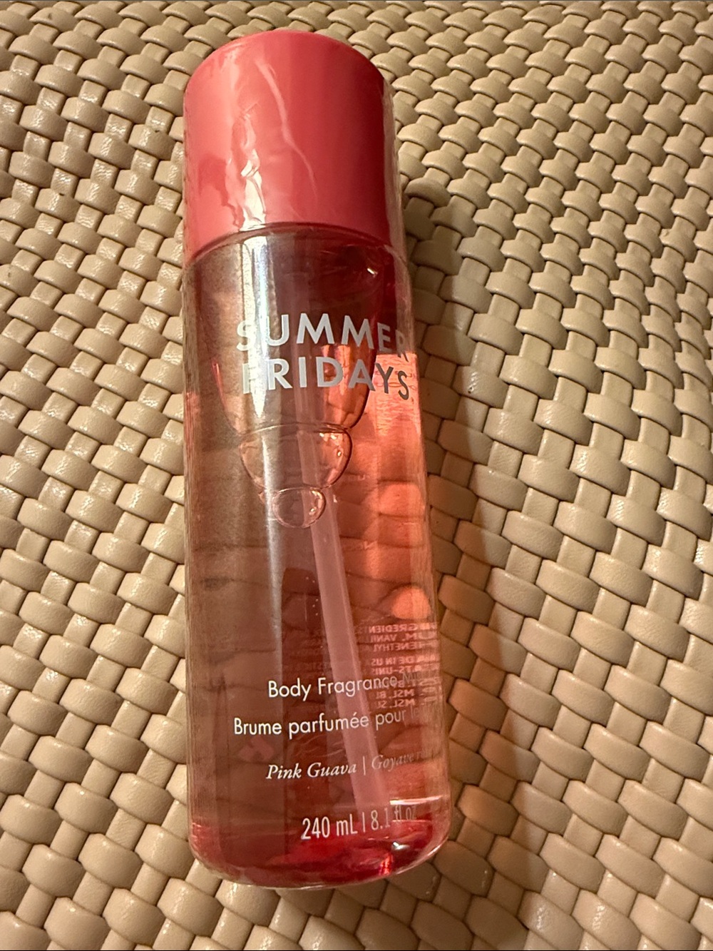 Summer Fridays Pink Guava Body Fragrance Spray — Coral Pink Bottle